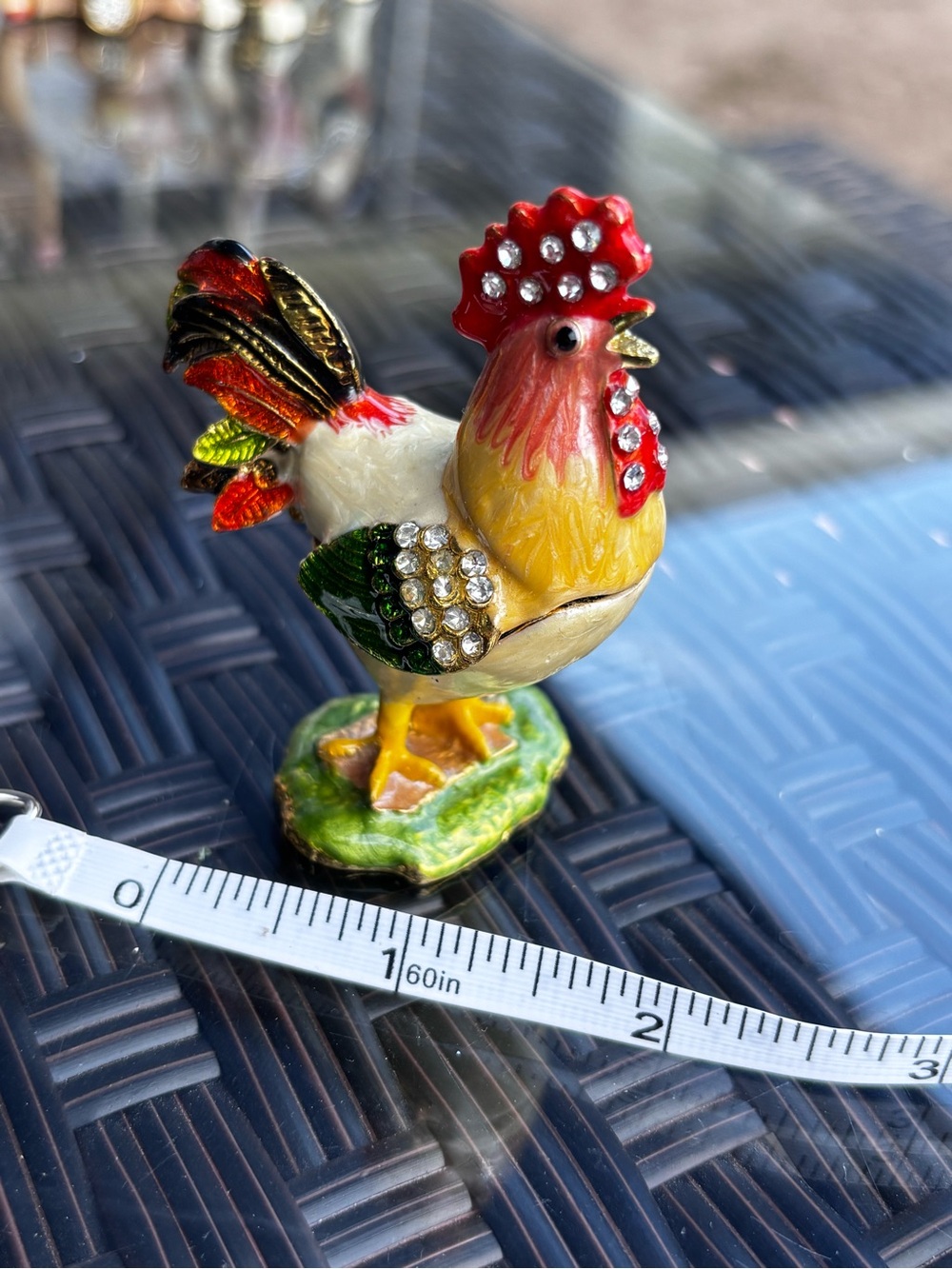 Decorative Rooster Figurine - Red, Yellow, Green Trinket